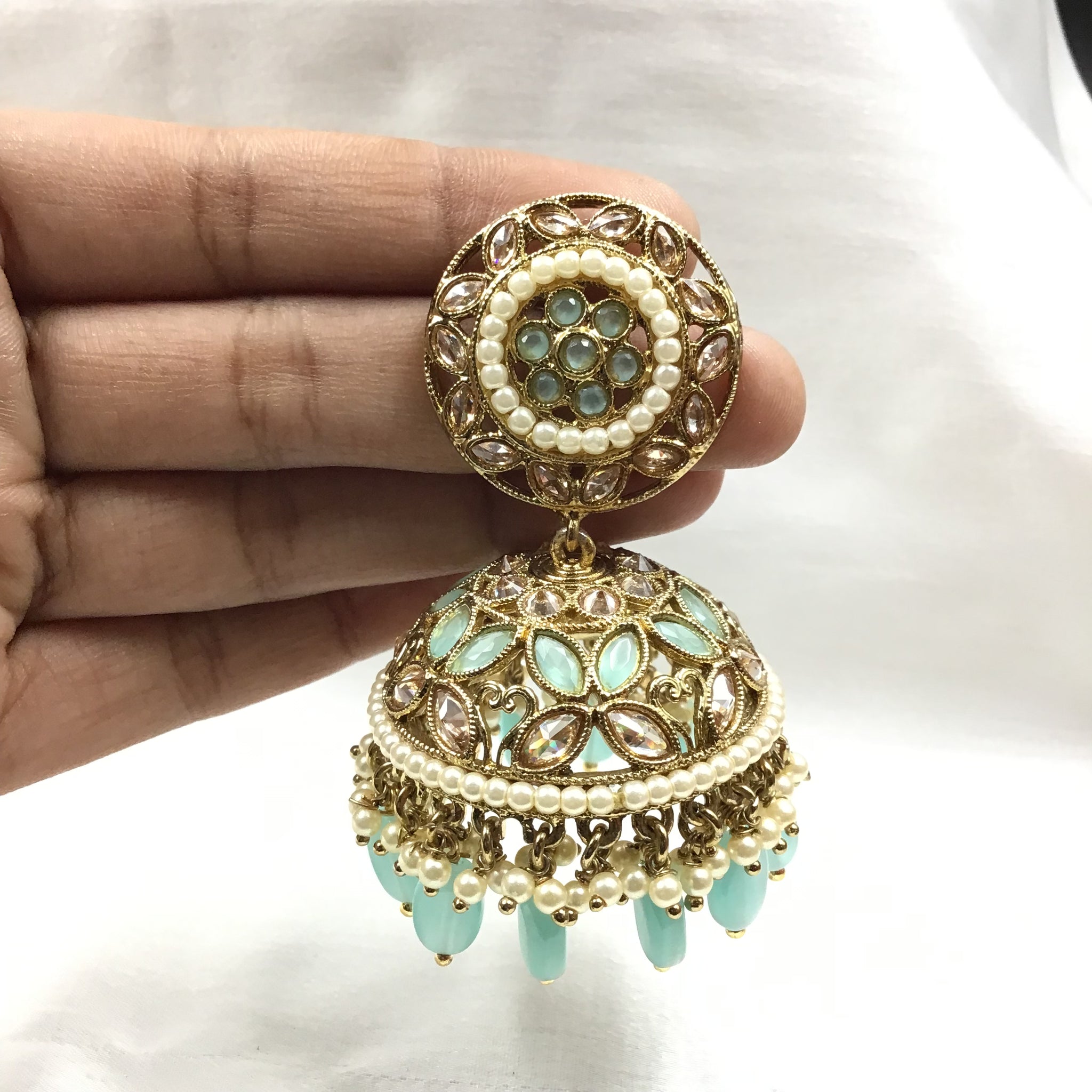 Firozi Gold Look Earring 10066-5472 - Dazzles Jewellery