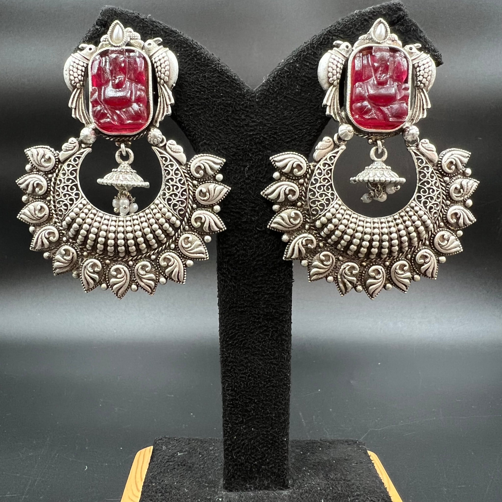 Chandbali Oxidized Earring 4483-82 - Dazzles Jewellery