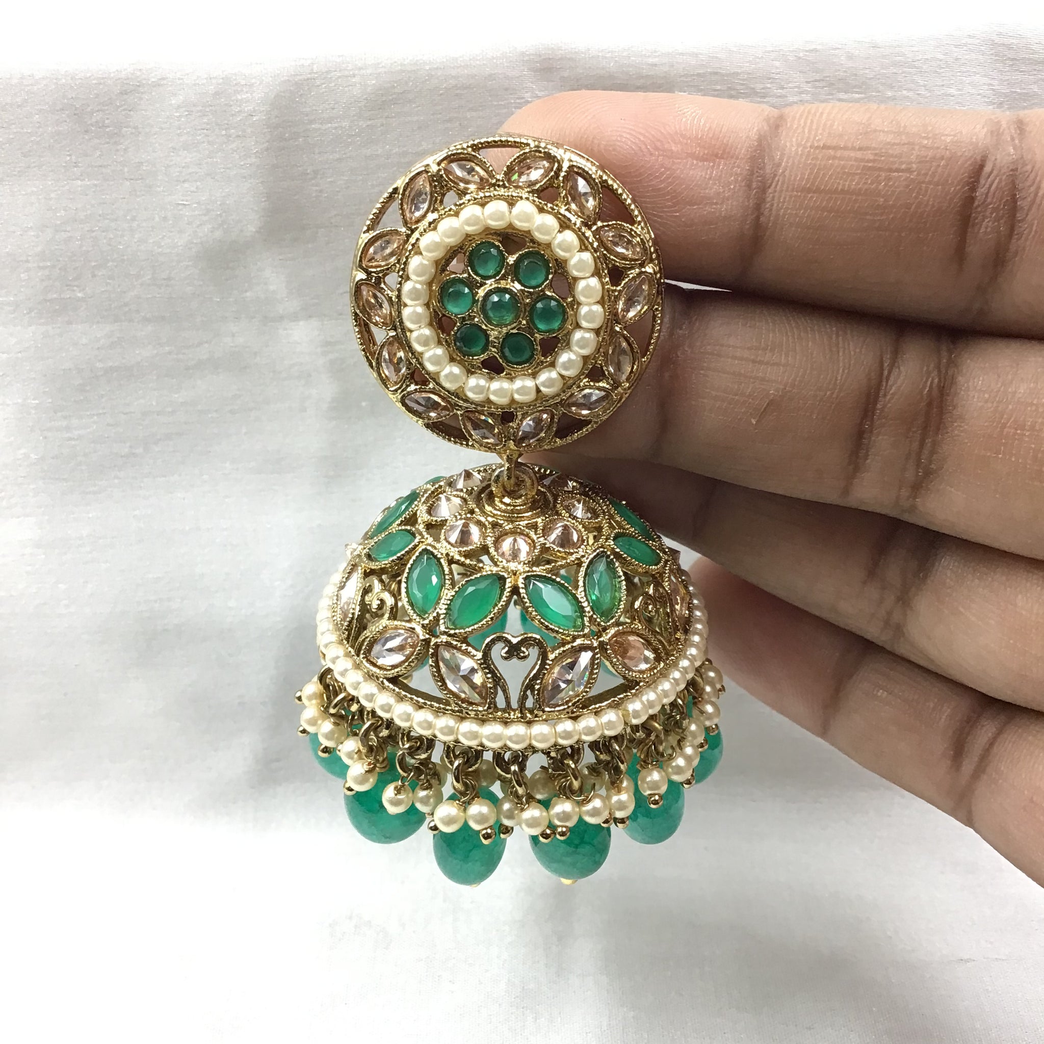 Green Gold Look Earring 10066-5480 - Dazzles Jewellery