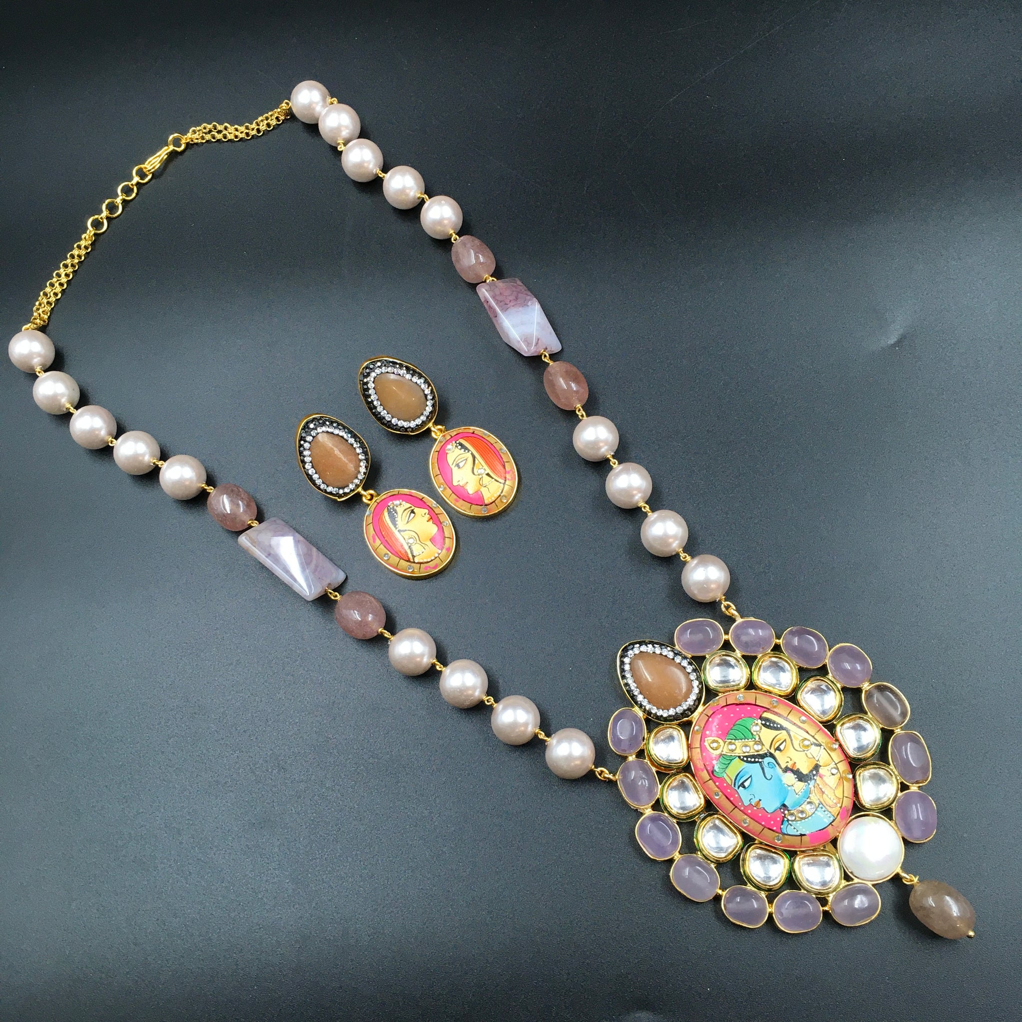 Heavy Kundan Pendant Set 3539 - Dazzles Jewellery