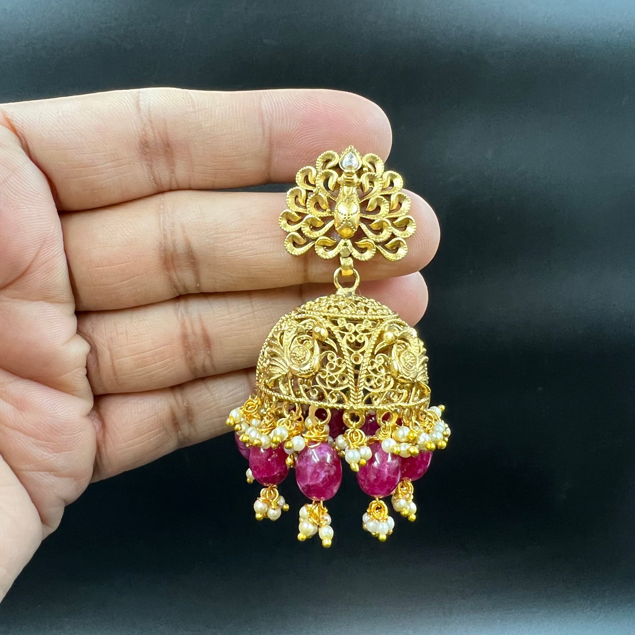 Jhumki Gold Look Earring 4488-82 - Dazzles Jewellery