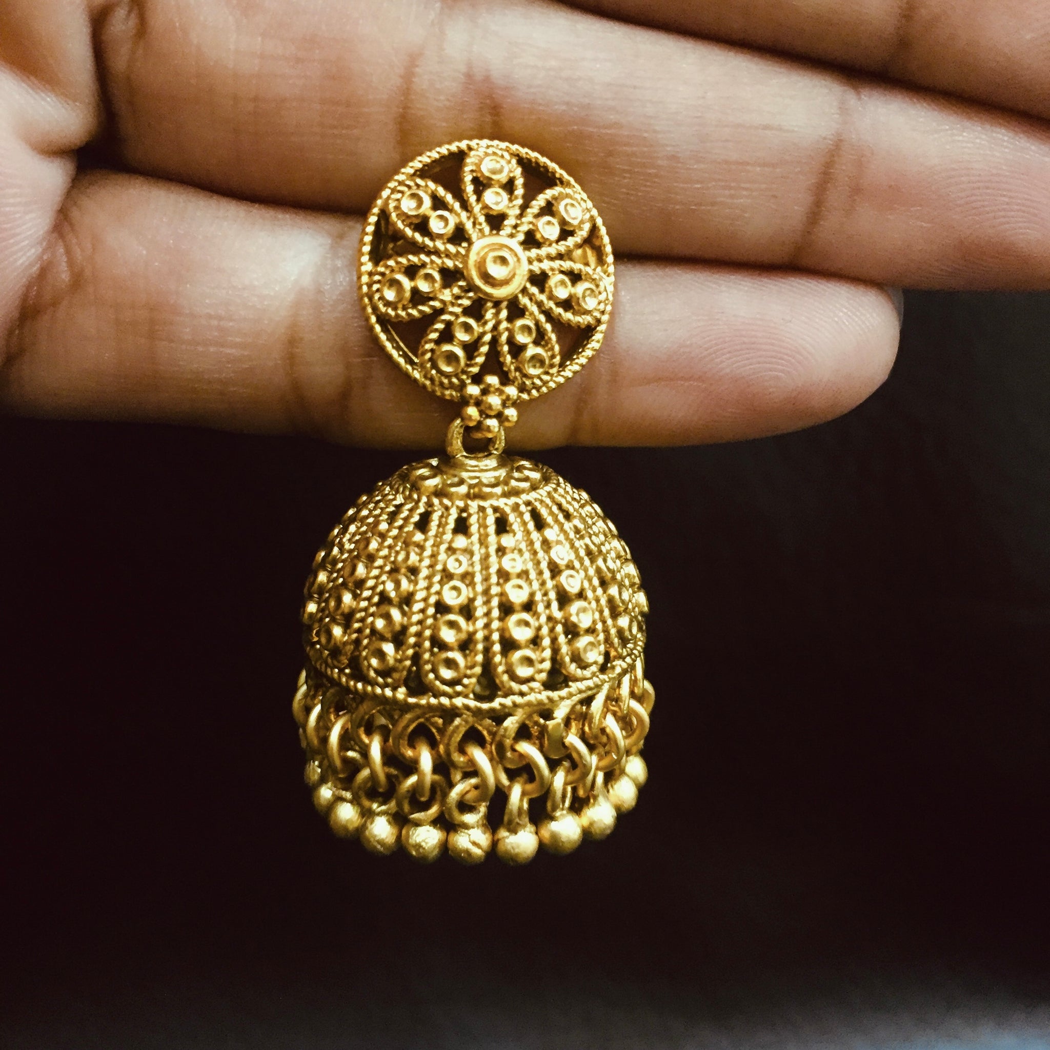 Jhumki Antique Earring 3865-28 - Dazzles Jewellery