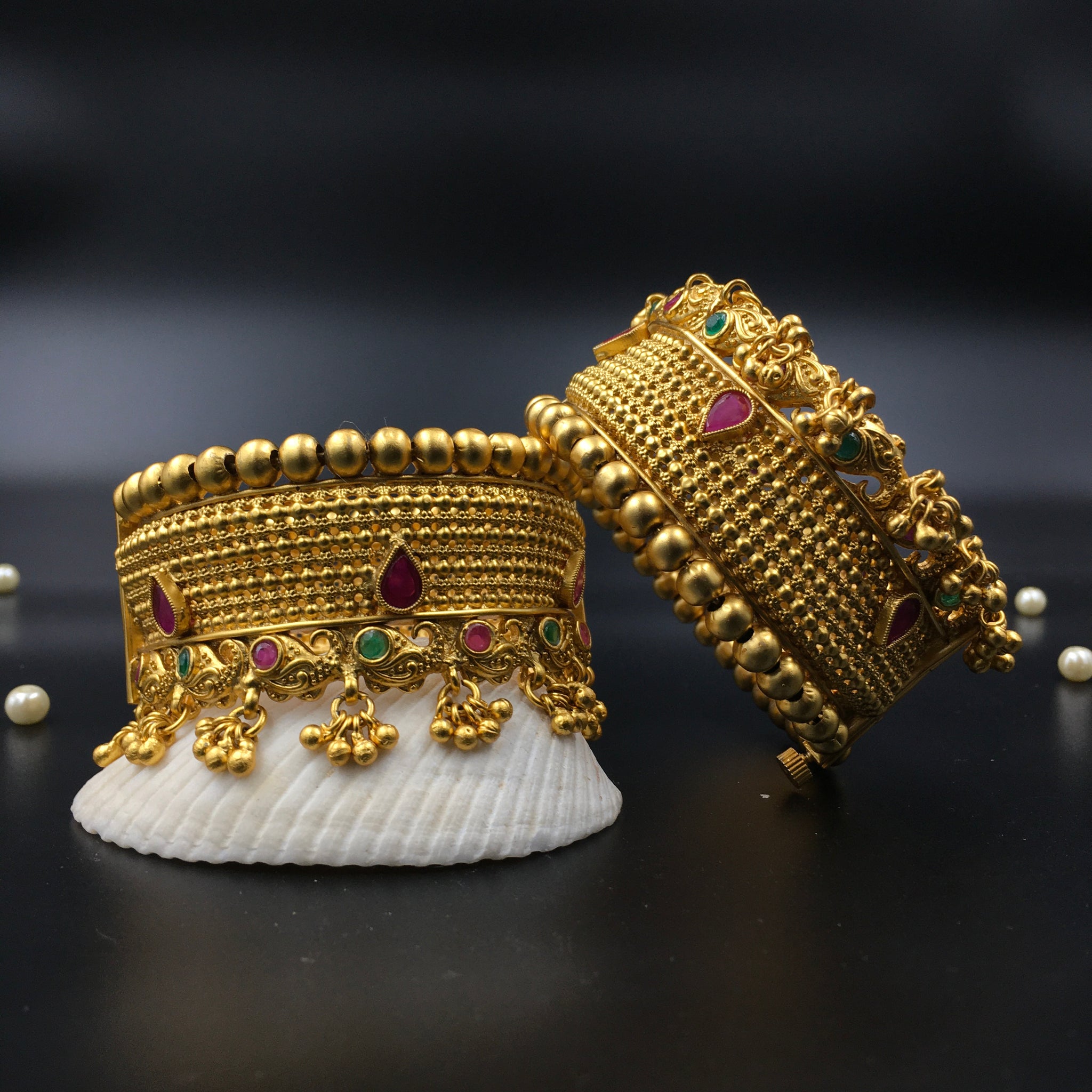 Ruby Green Bangles/Kada - Dazzles Jewellery