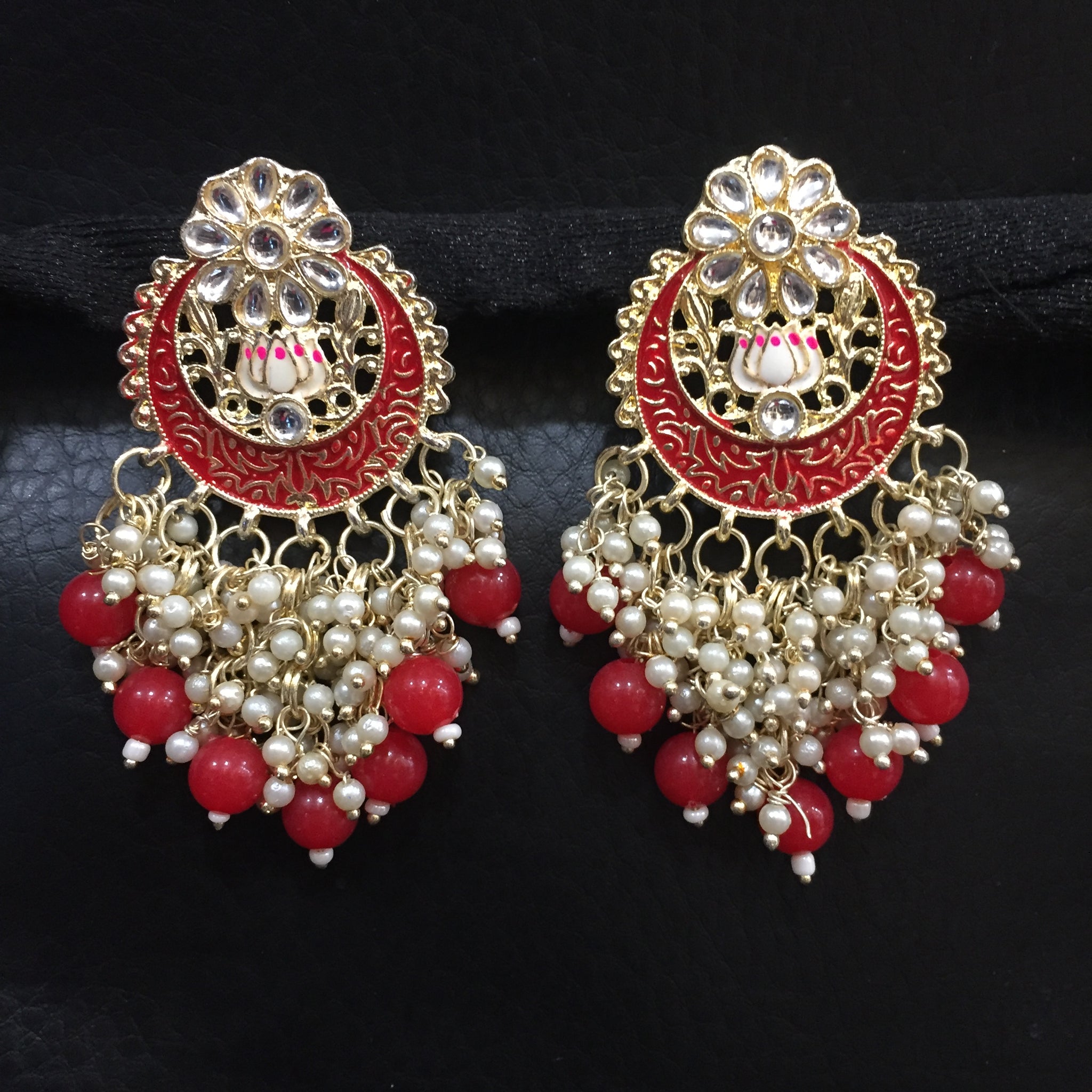 Chandbali Kundan Earring 4232-R - Dazzles Jewellery