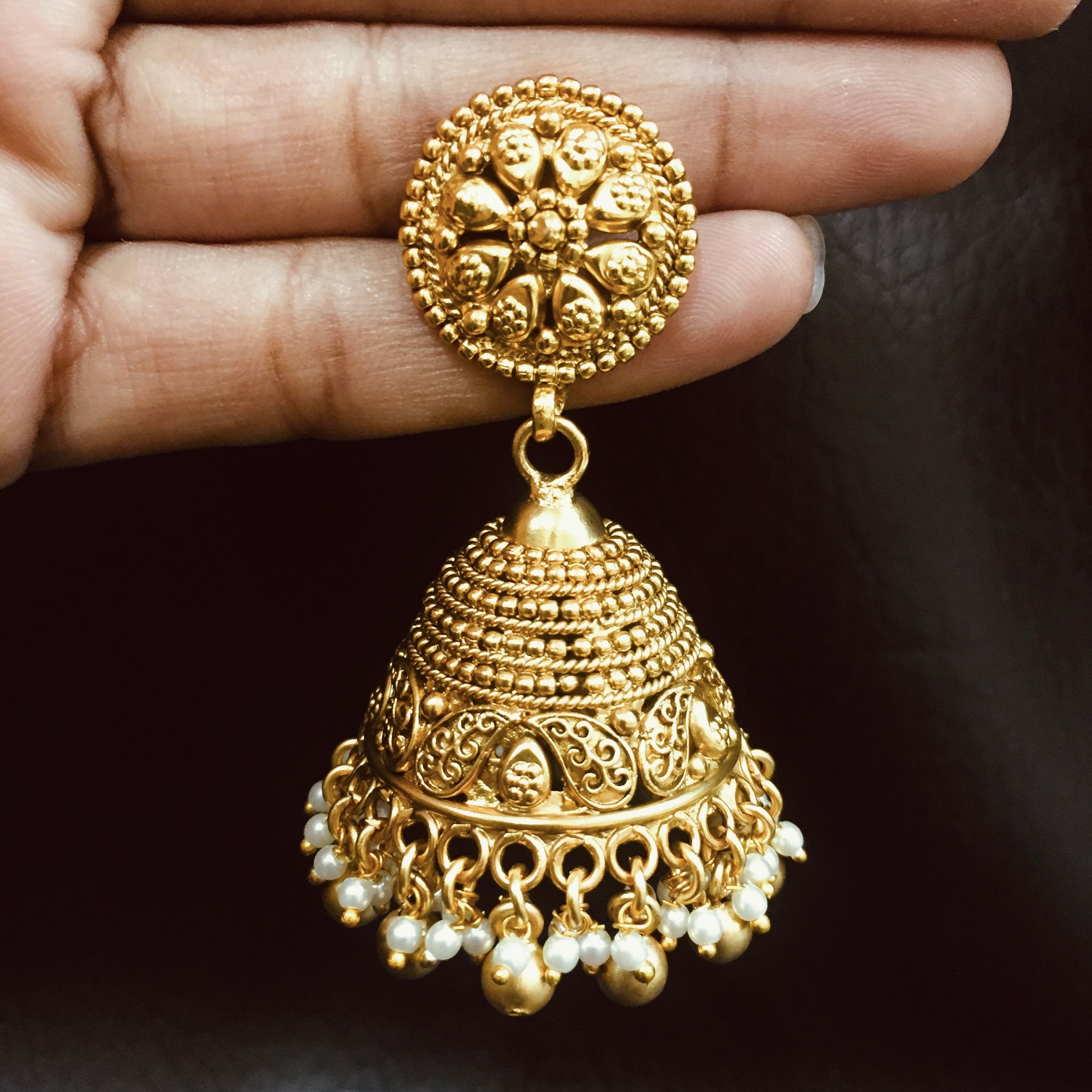 Jhumki Antique Earring 3877-28 - Dazzles Jewellery