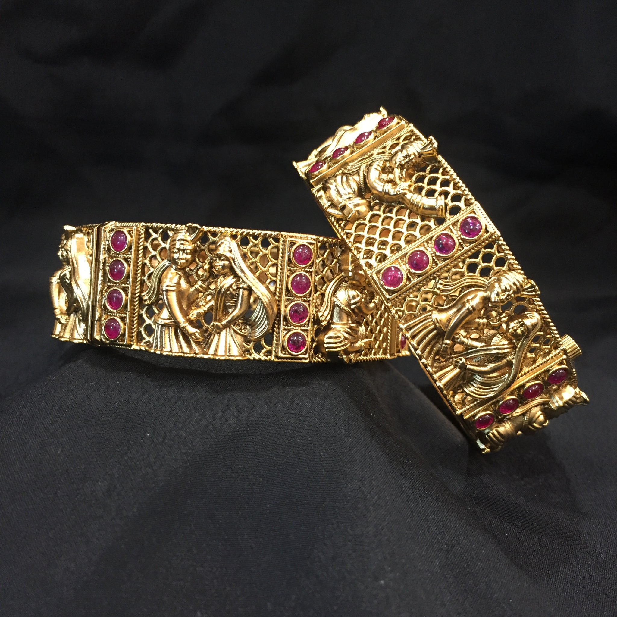 Antique Gold Finish Bangles/Kada 4059-28 - Dazzles Jewellery