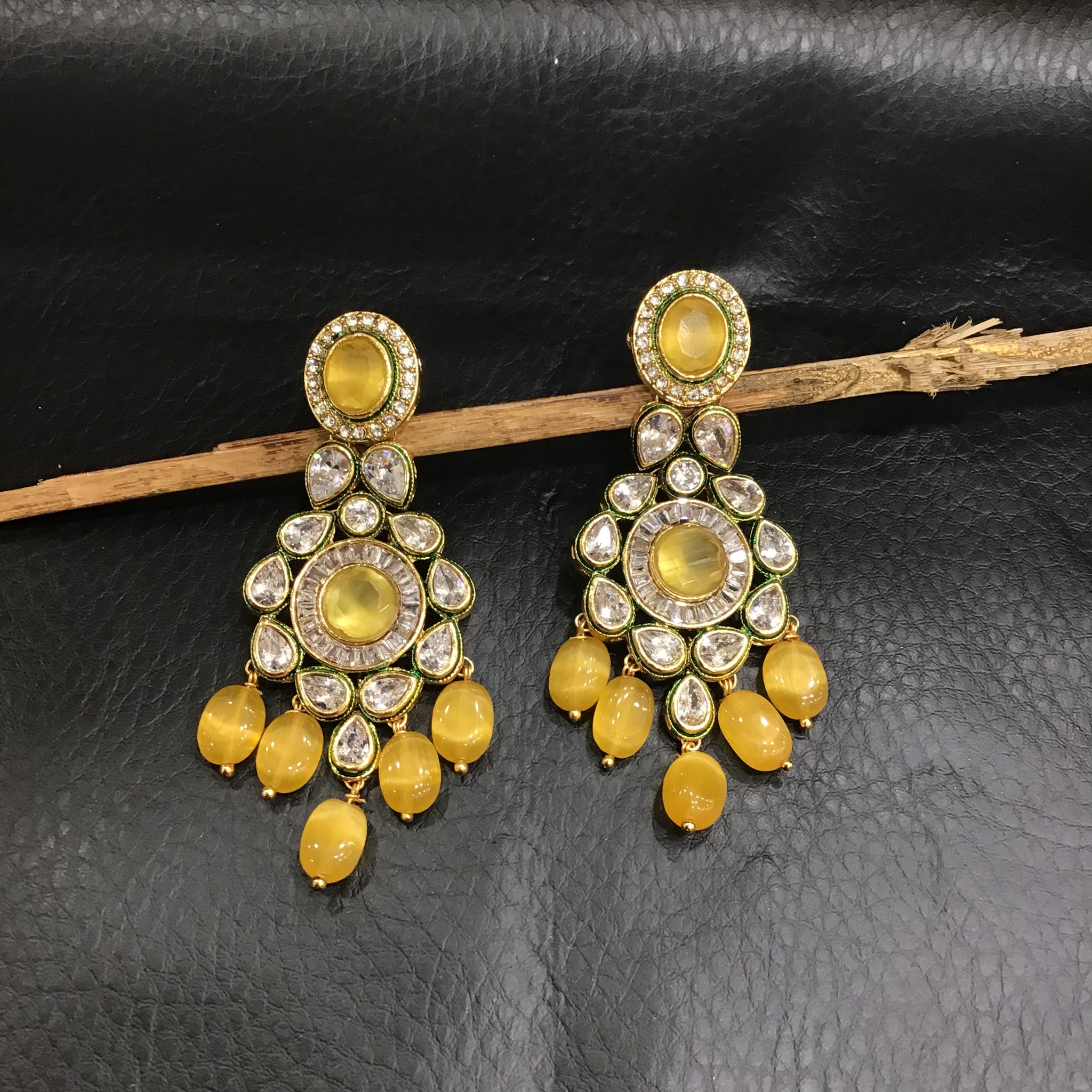 Danglers Polki Earring 4986-21 - Dazzles Jewellery