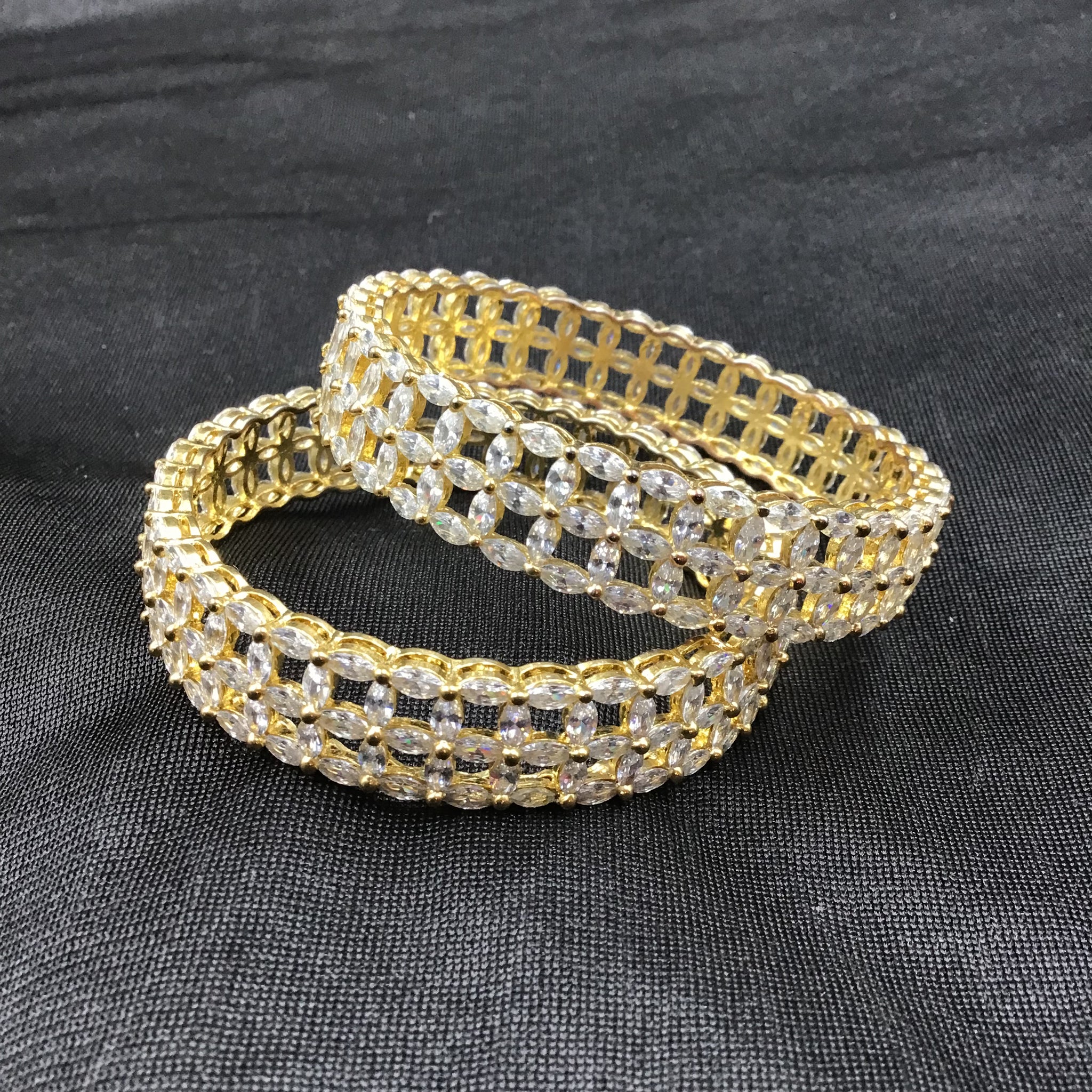 Gold Plated Zircon/AD Bangles/Kada 5558-9623 - Dazzles Jewellery