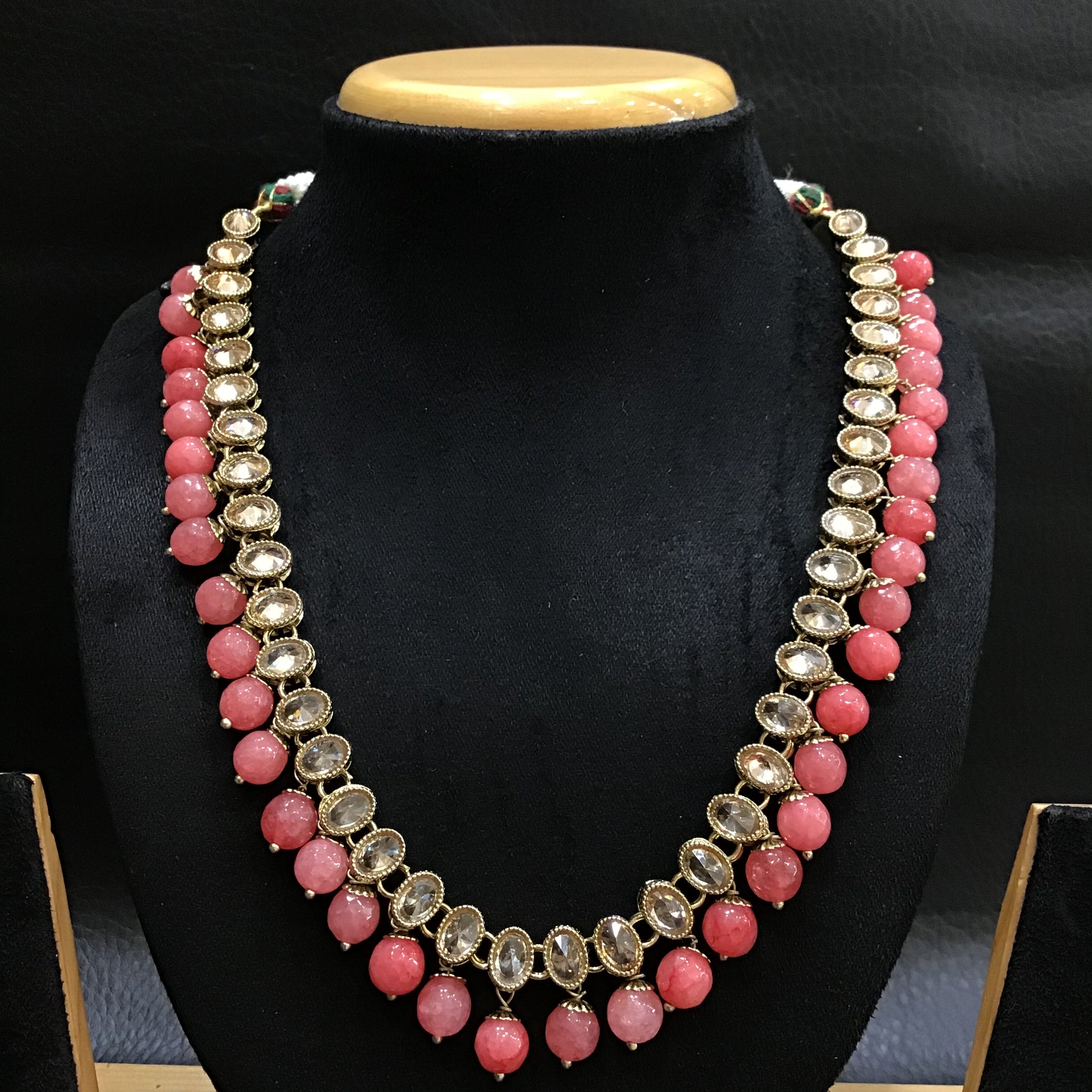 Pink Antique Necklace Set - Dazzles Jewellery