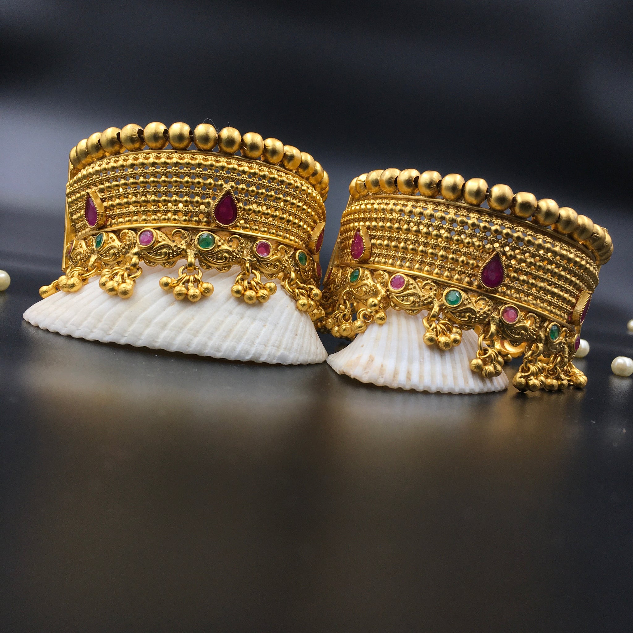 Ruby Green Bangles/Kada - Dazzles Jewellery