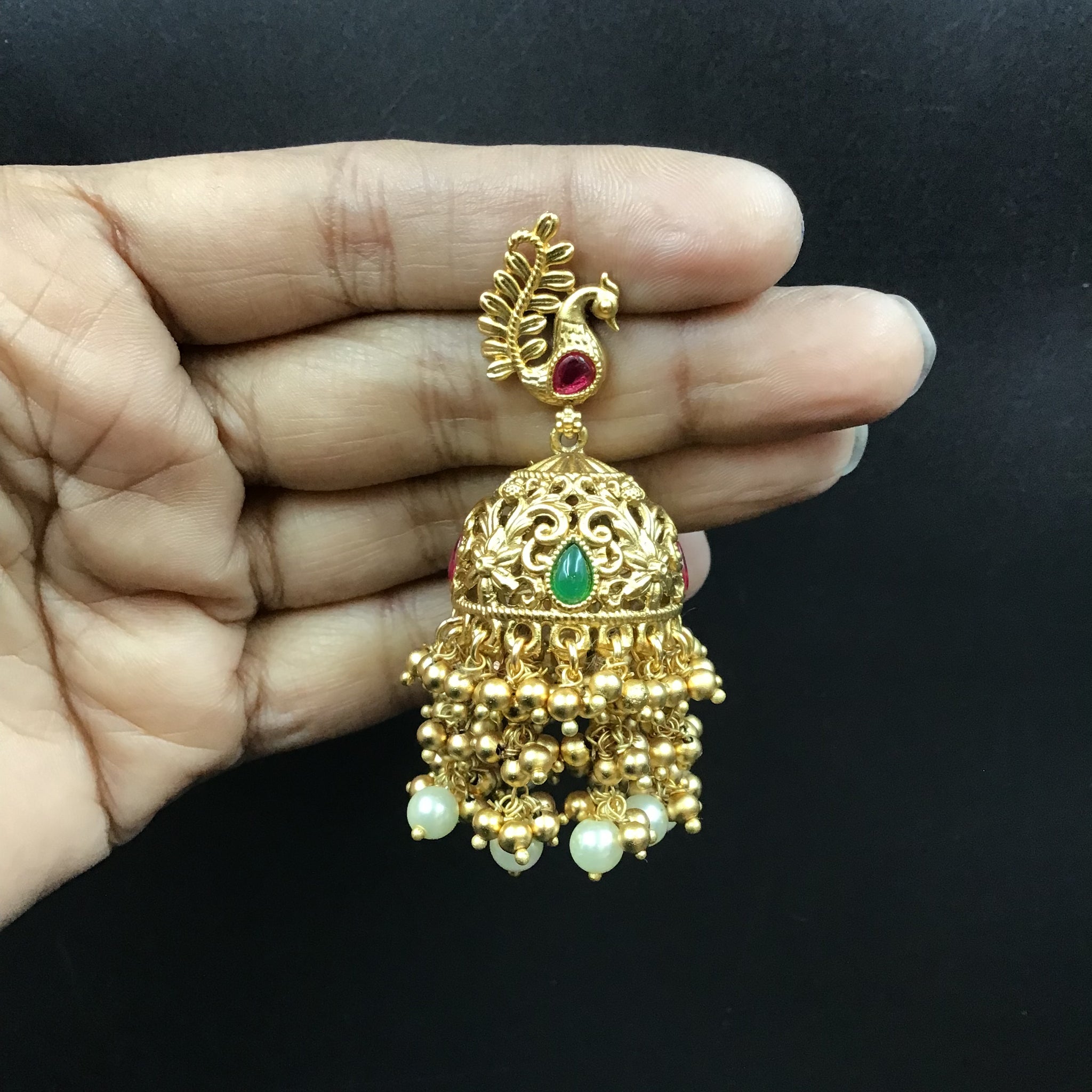 Jhumki Antique Earring 3927-28 - Dazzles Jewellery