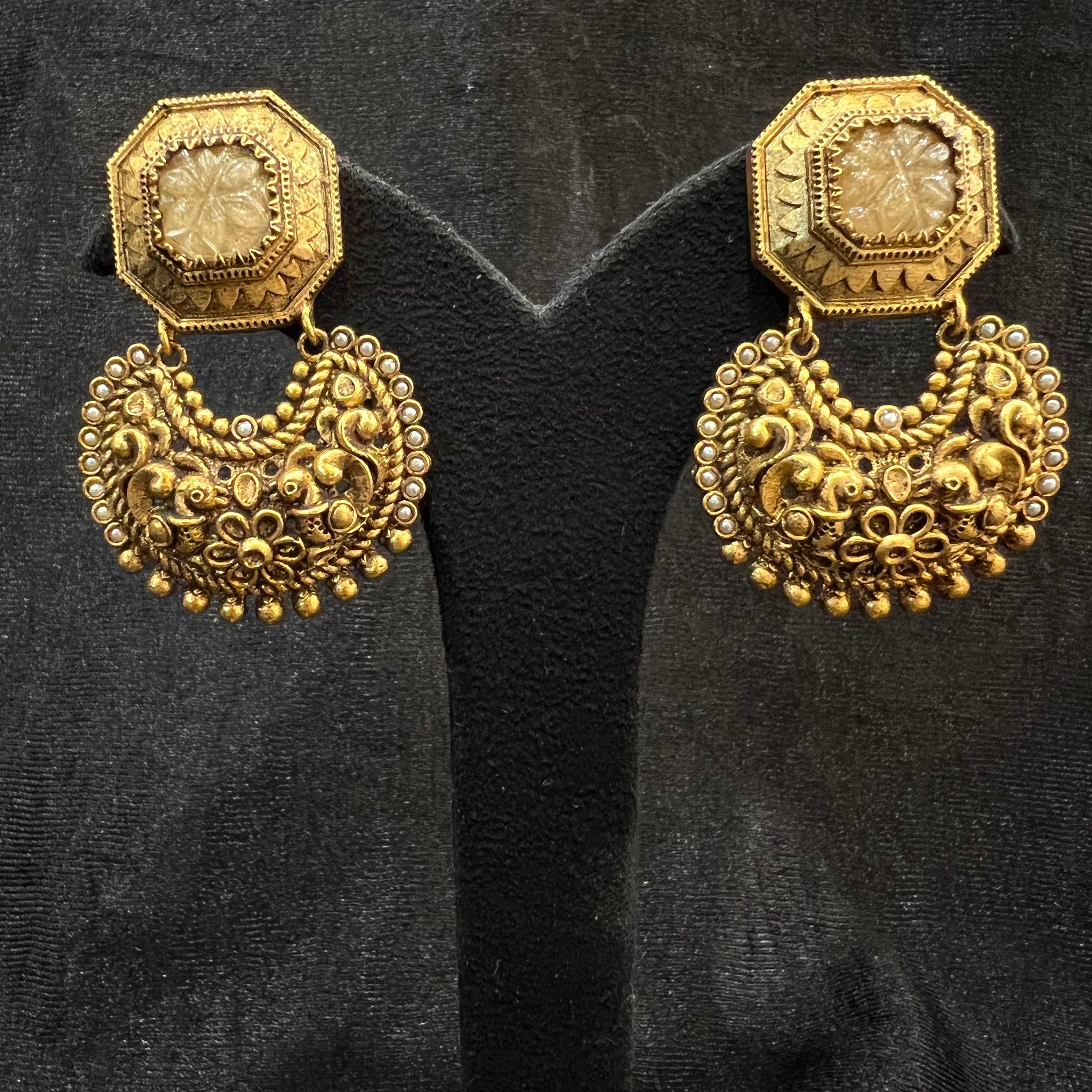 Chandbali Gold Look Earring 4475-82 - Dazzles Jewellery