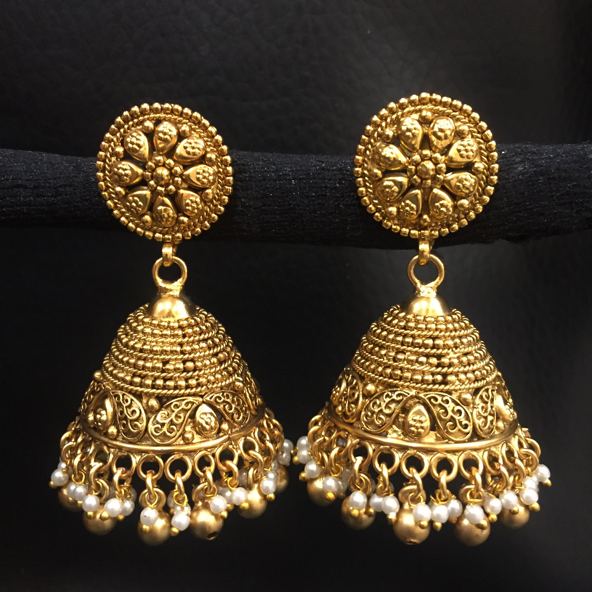 Jhumki Antique Earring 3877-28 - Dazzles Jewellery