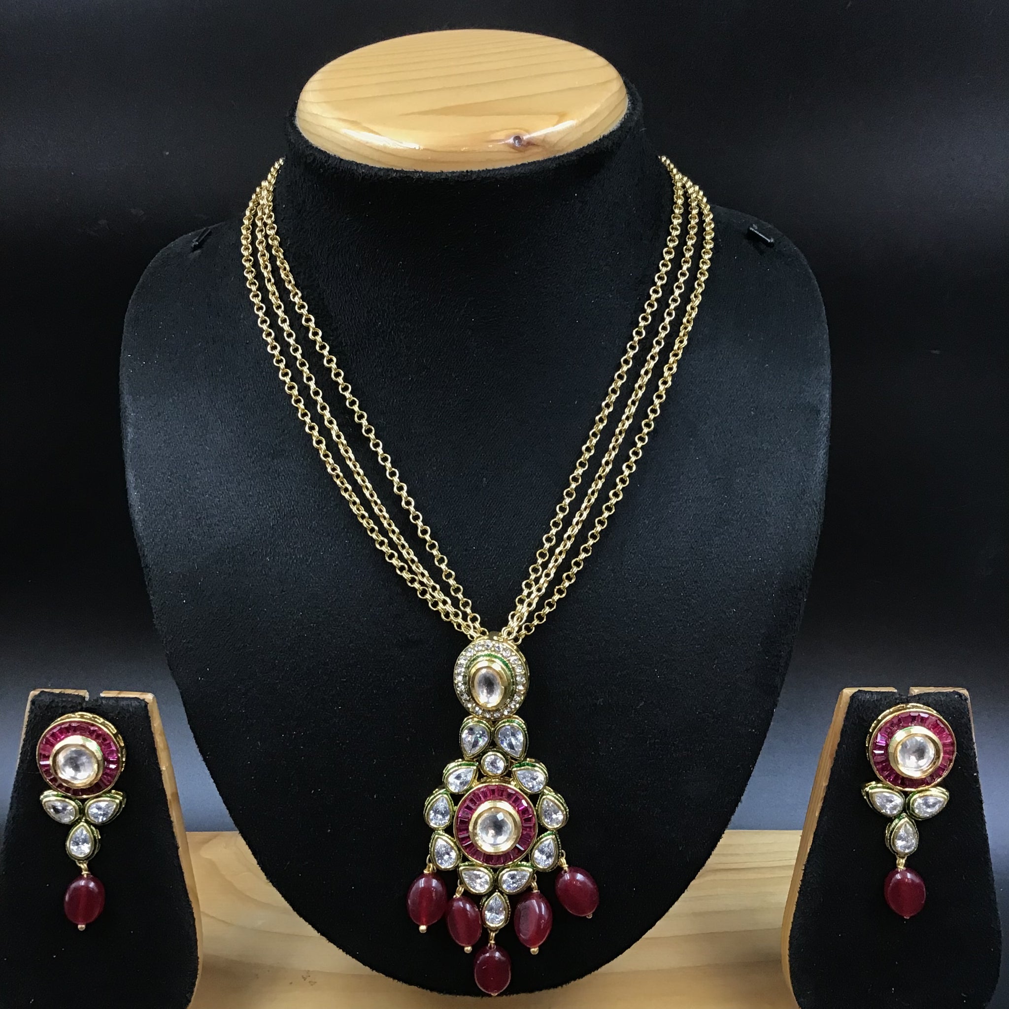 Light Polki Pendant Set 4891-21 - Dazzles Jewellery