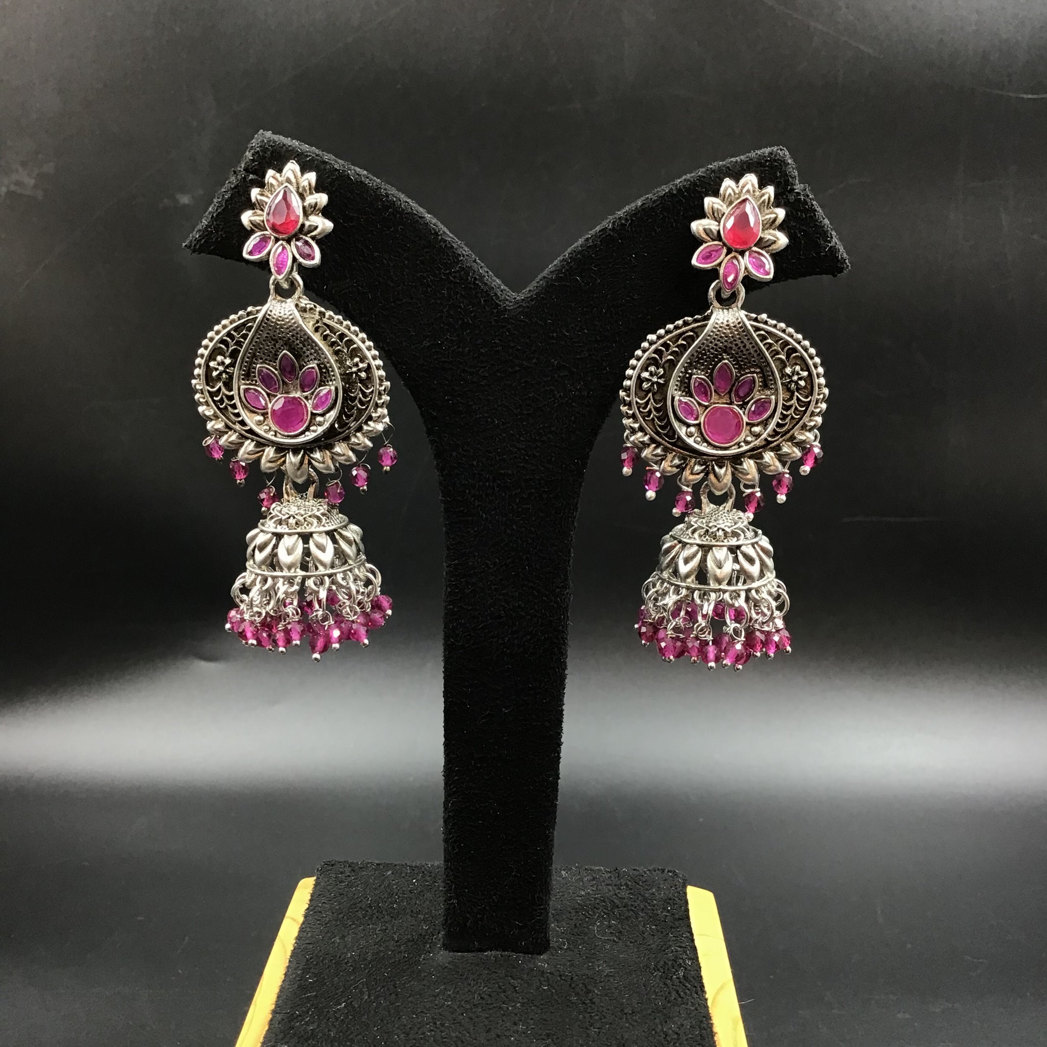 Ruby Oxidized Earring - Dazzles Jewellery