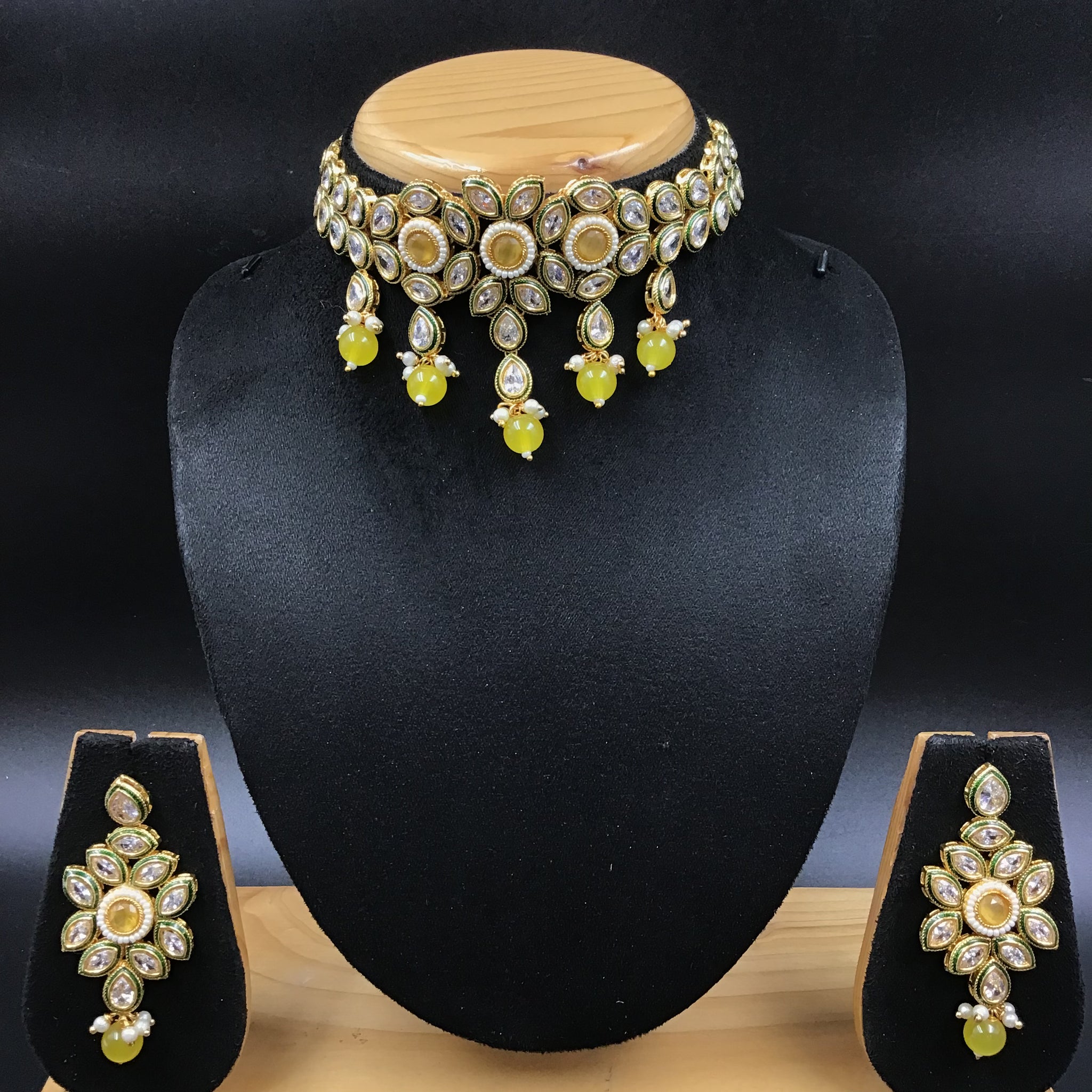 Choker Polki Necklace Set 4869-21 - Dazzles Jewellery